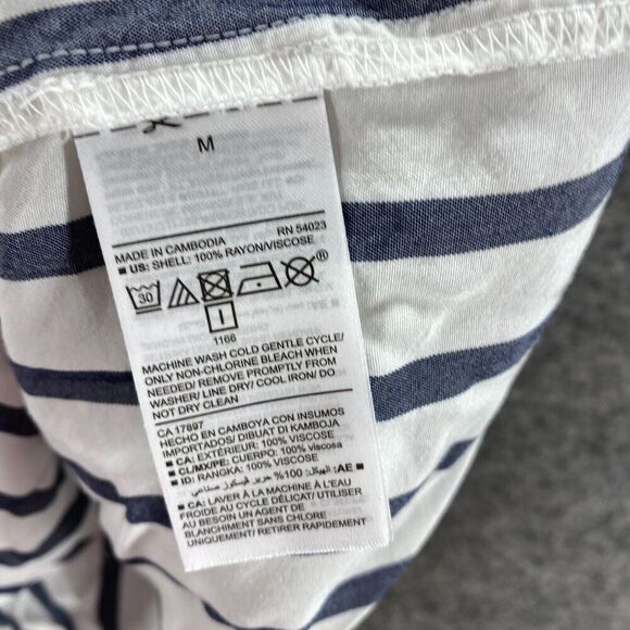 Old Navy Blouse Women M Medium White Striped Sleeveless Round Neck Rayon Casual - Picture 6 of 9